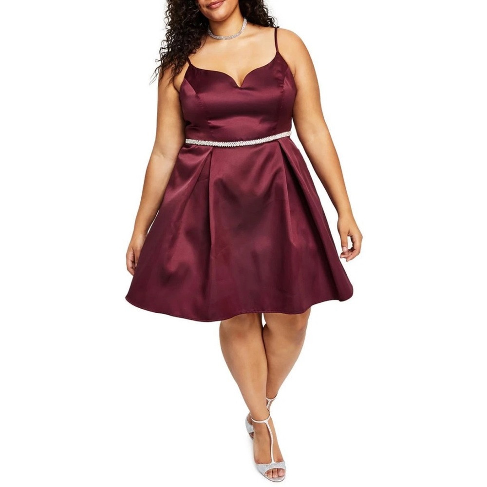 B. Darlin Women’s Taffeta Mini Cocktail Dress - Garnet, 14W